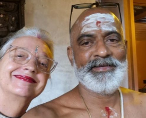 Véronique Narayana Swamy and Raghu Narayana Swamy in Kerala, illustrating nearly 30 years of shared experience, cultural immersion and authentic travel across India.